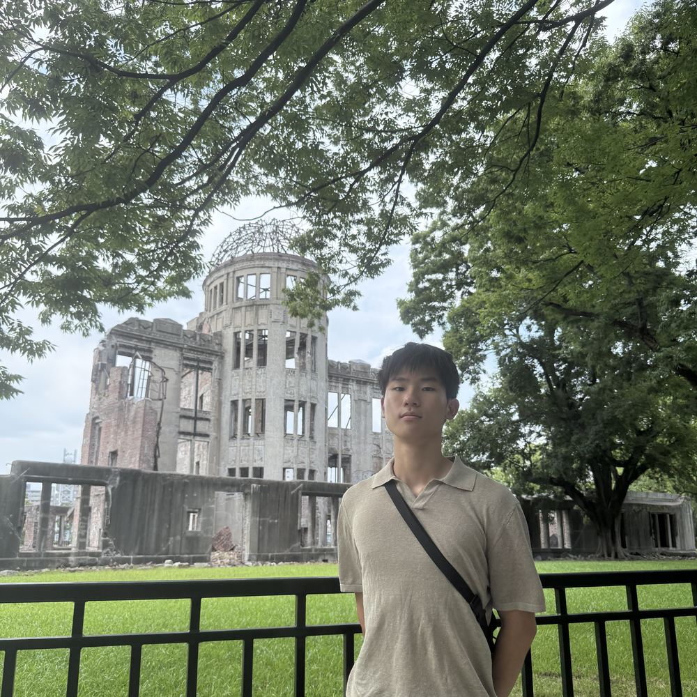 Ethan standing in front of the Atomic Bomb Dome in Hiroshima